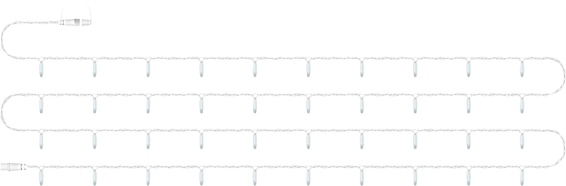 10m Easy-Connect Cool White 80 LED String Lights With Interconnectable White Rubber Cable