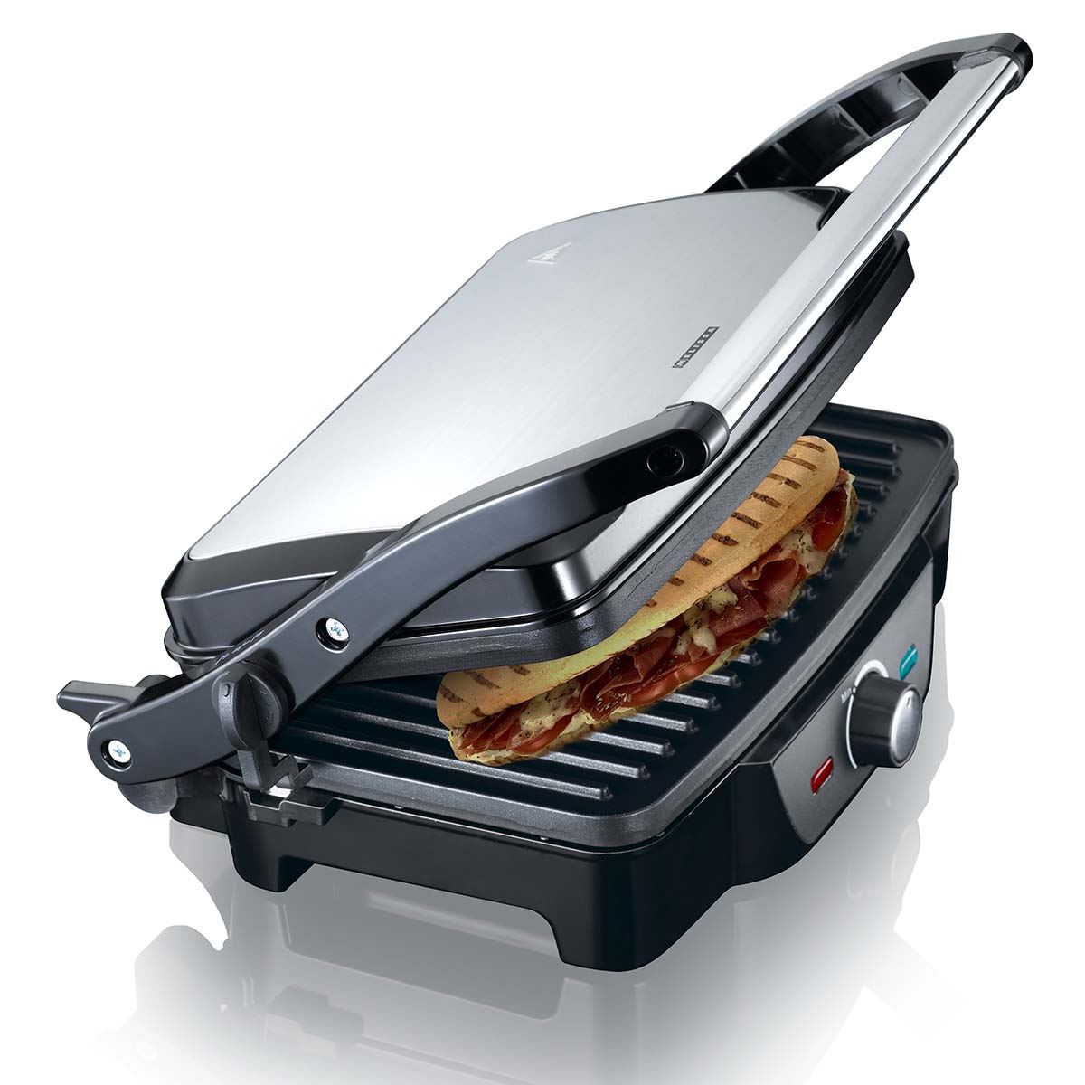 MELISSA 2-in-1 Electric Panini Press & Grill, Fold-Out, 1600W with Non-Stick Reversible Plates, Adjustable Temperature Control & Drip Tray