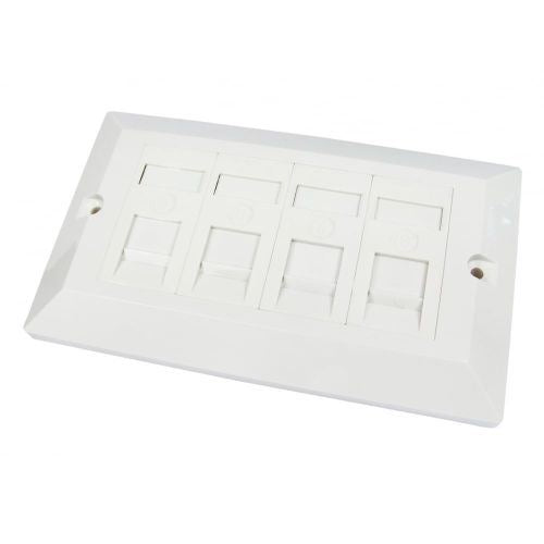 Ex-Pro 4 Port Cat6 RJ45 Face Plate Wall Socket Ethernet Dual Gang with Keystones