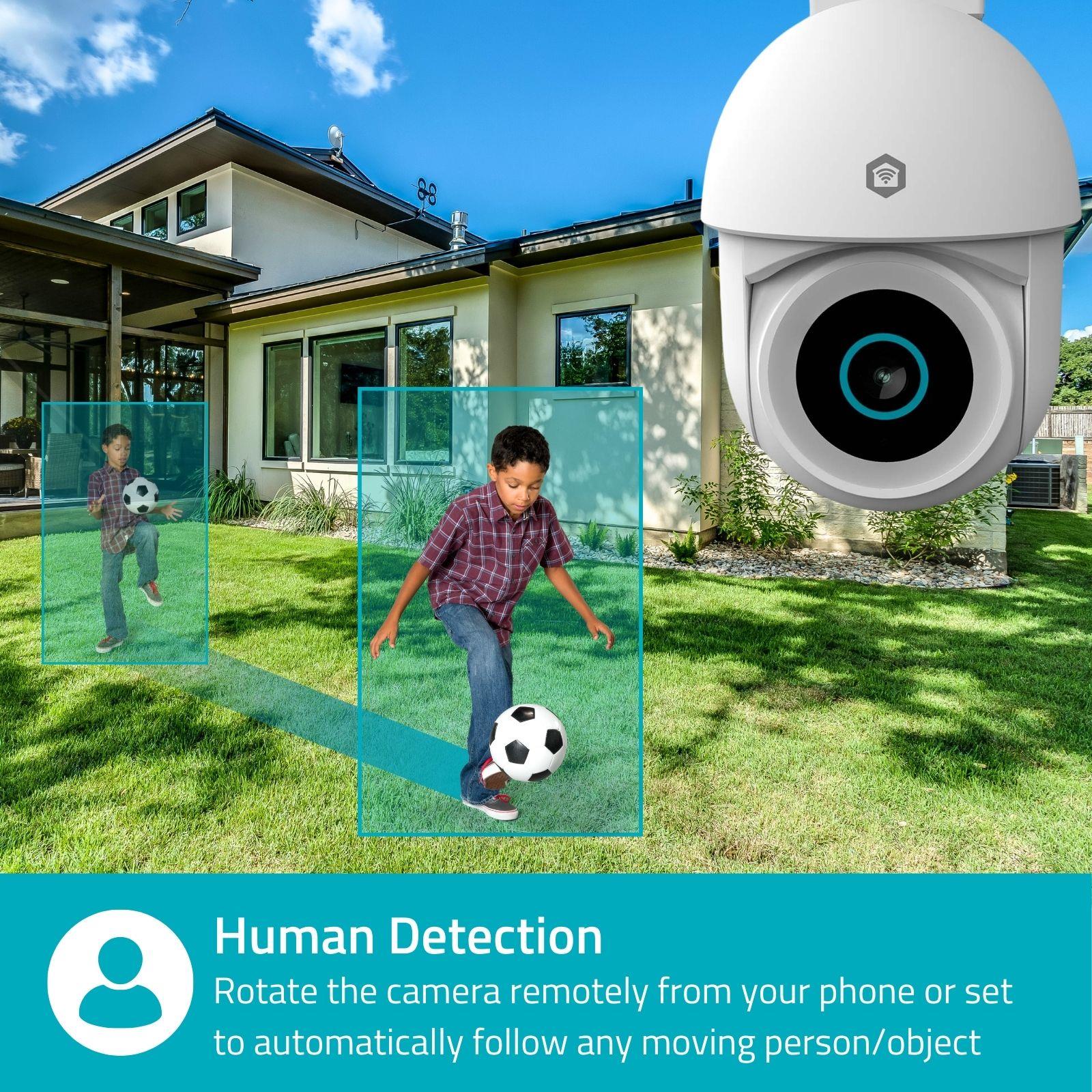 Nedis SmartLife Outdoor Camera | Wi-Fi | Spotlight | 3MP Full HD 1296p | Pan tilt | IP65 | Cloud Storage (optional) / microSD (not included) / Onvif | 5 V DC | With motion sensor | Night vision | White