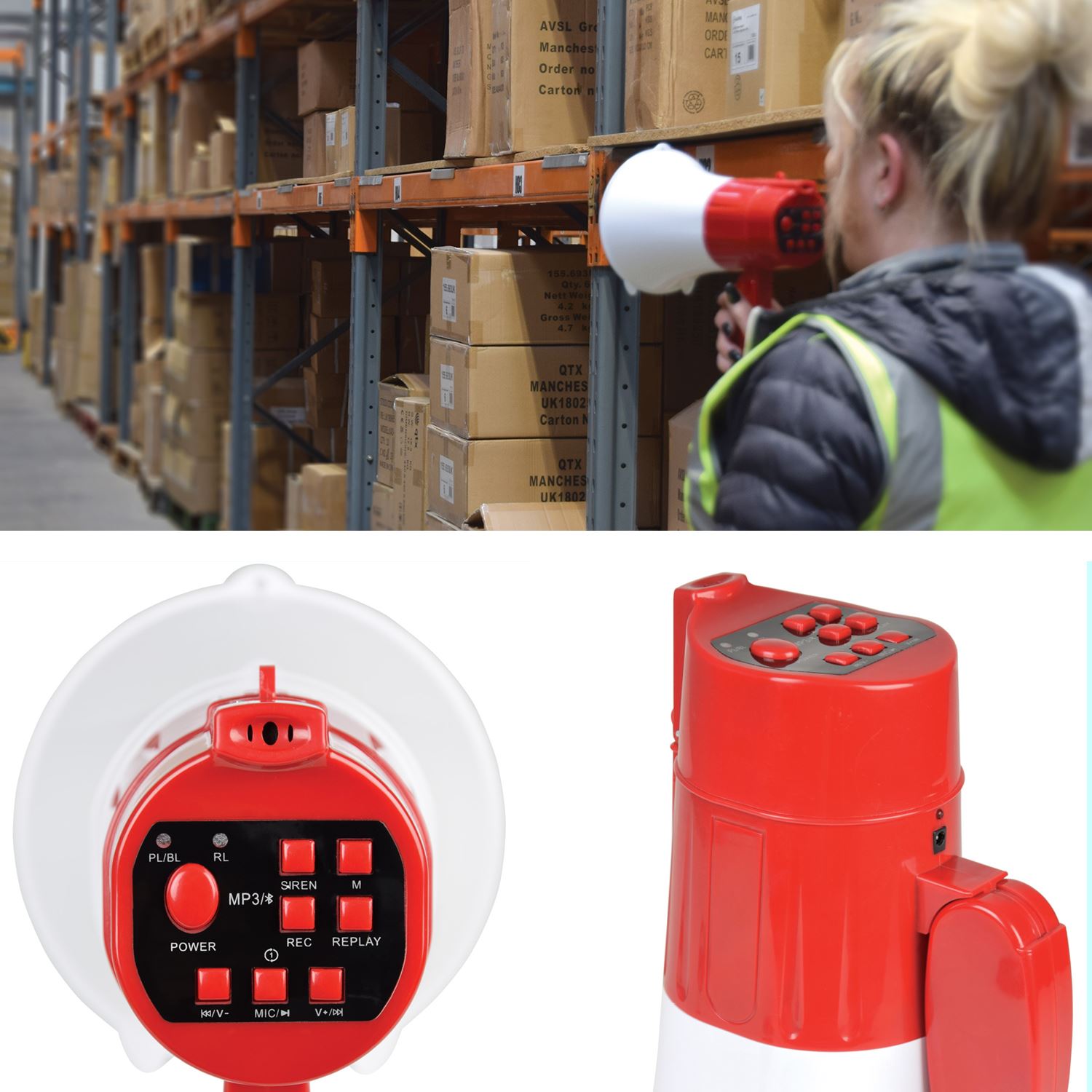 Adastra 15w Compact Rechargeable Megaphone with Bluetooth, voice and Siren