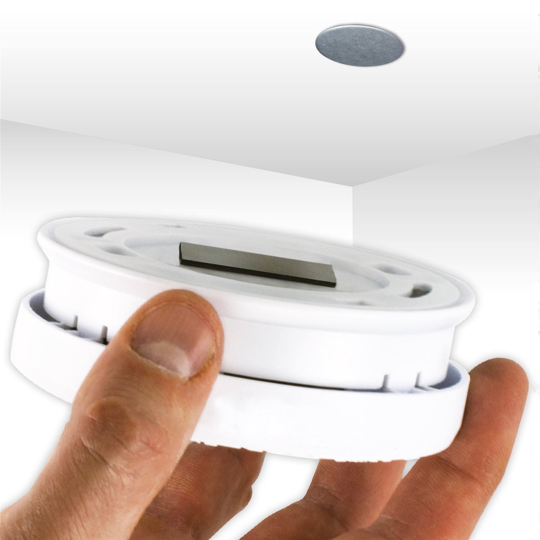 Alecto Magnetic Smoke Detector Mount Magnetic Adhesive Pads For Smoke / Heat / CO2 Alarms Ø 60mm - Fast & Safe Mounting  | 4 Pack