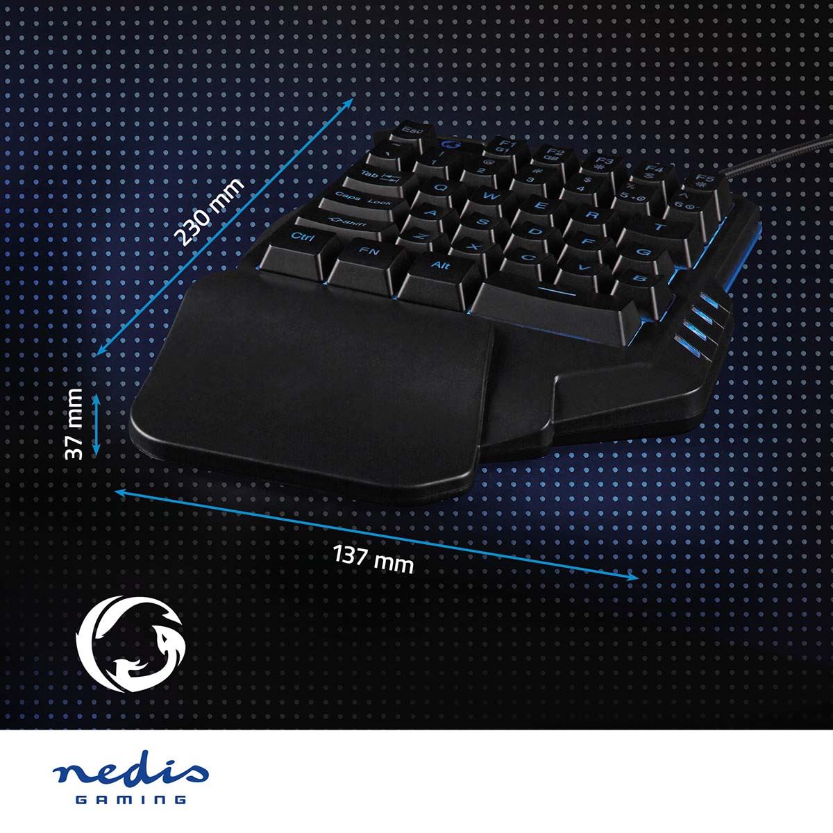 Nedis Wired Gaming Keyboard | USB Type-A | Membrane Keys | RGB | Single-Handed | Universal | USB Powered | Power cable length: 1.60 m | Gaming