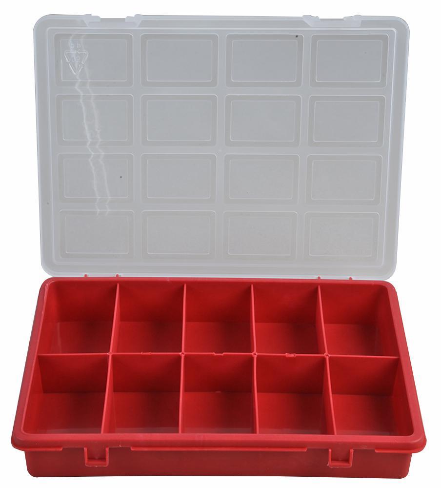 10 Compartment Transparent Organiser Storage Box- 35mm x 240mm x 180mm