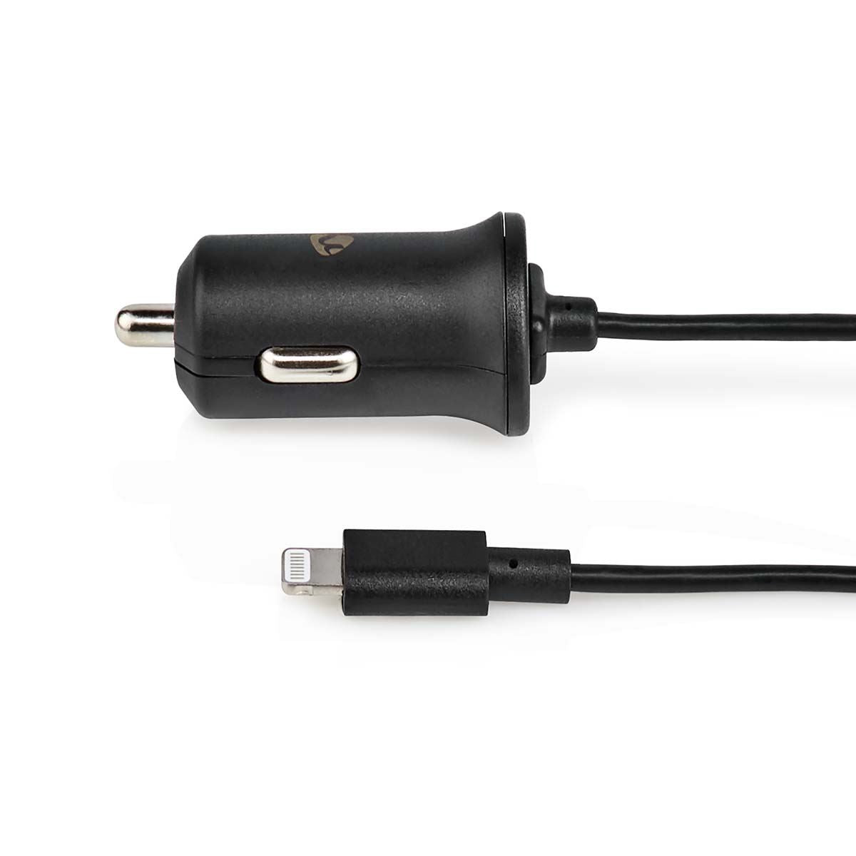 Nedis In Car Charger 2.4A Fixed Lightning Cable MFI Approved for iPhone iPad Lighting