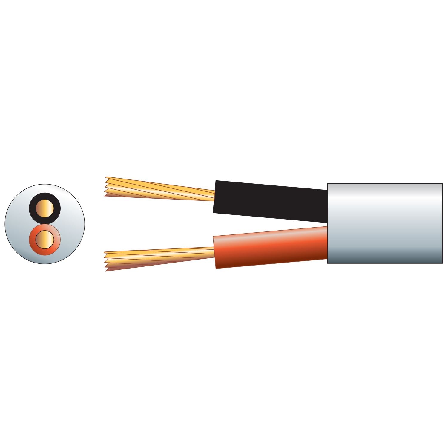Mercury 100m White Hi Flex Double Insulated Speaker cable, 2 x (24 x 0.2mmØ) LSZH Commercial Grade