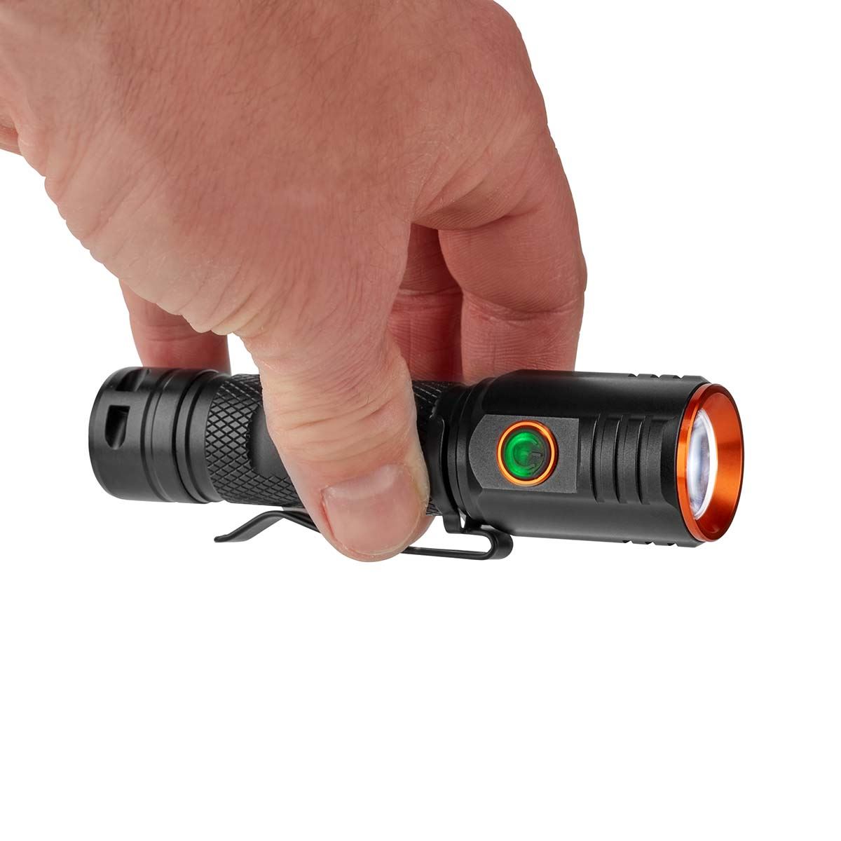 Nedis LED Torch Rechargeable, 20W Compact Flashlight with USB-C Charging, Practical Clip, IPX6 Water-Resistant, 2000 Lumen Beam up to 180m