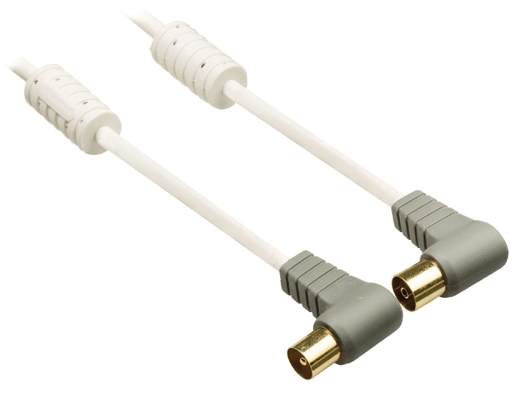 Bandridge 2m Digital TV Ariel Cable Lead Connector Angled Male to Female - White