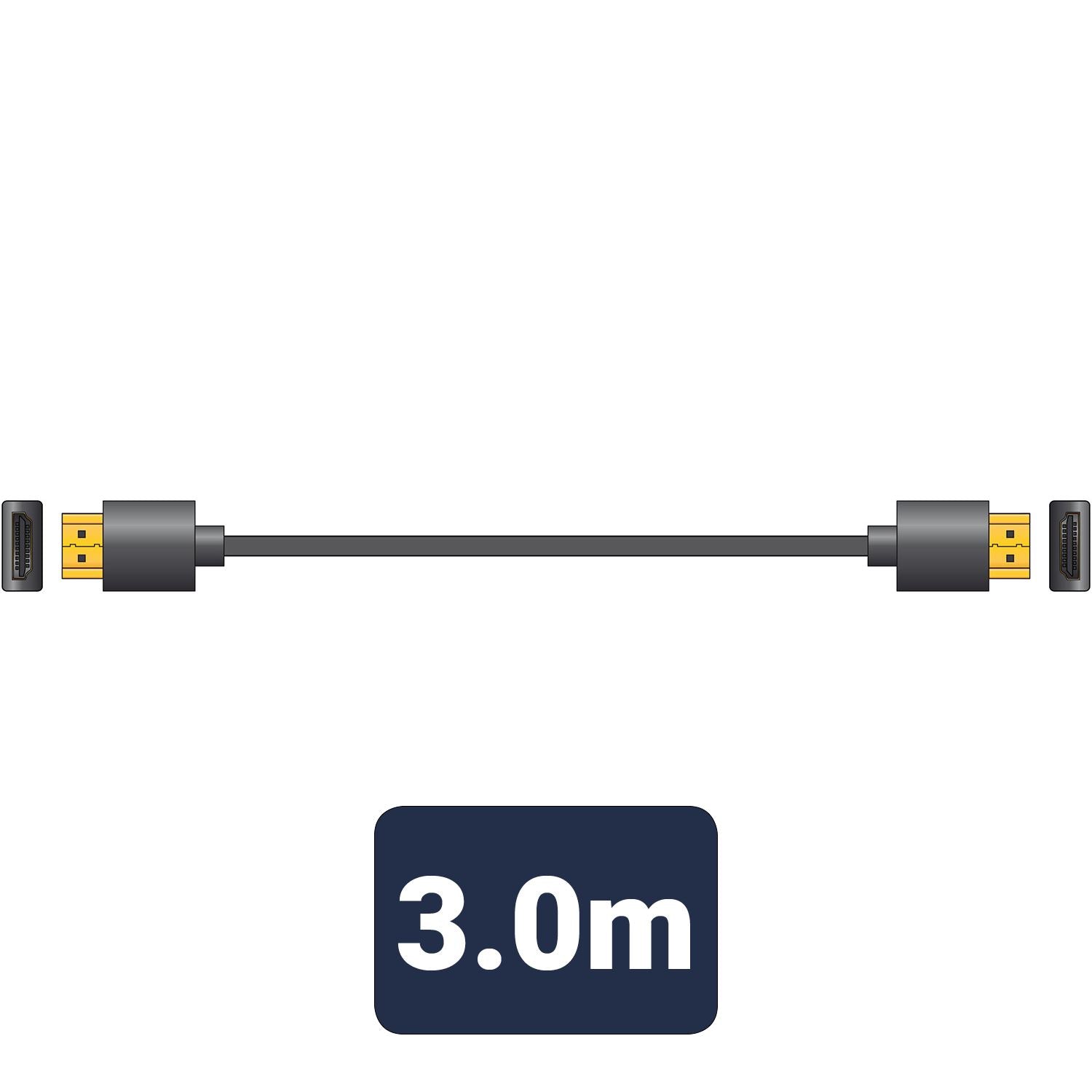 Av:link 3m Super Slim Thin V2.0 HDMI Cable HD Flexible 3.6mm Lead 4K x 2K @ 60HZ ARC