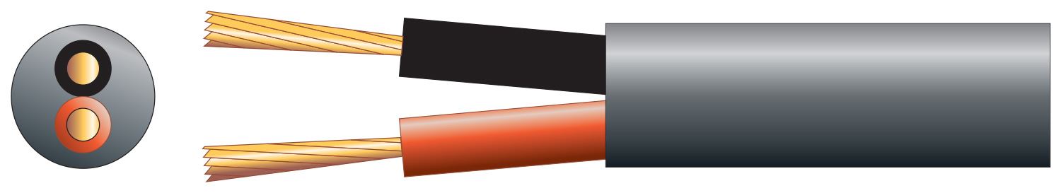 Mercury 100m Black 100V Heavy Duty Insulated Line Speaker Cable 2 x 1.15m 7.8mm 15A