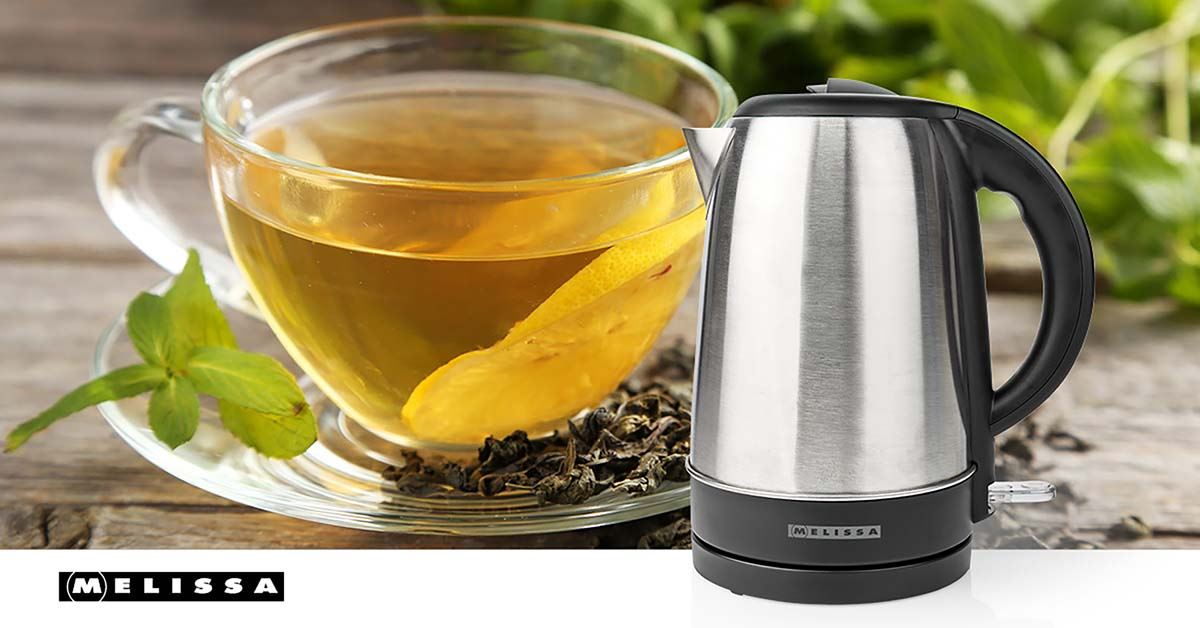 MELISSA Electric Kettle, 1.7L, 2200W, Stainless Steel Jug with Quick Boil Time, Boil Dry Protection and Auto Shut Off, Cordless 360° Swivel Base, for Hot Water Tea or Coffee - Silver
