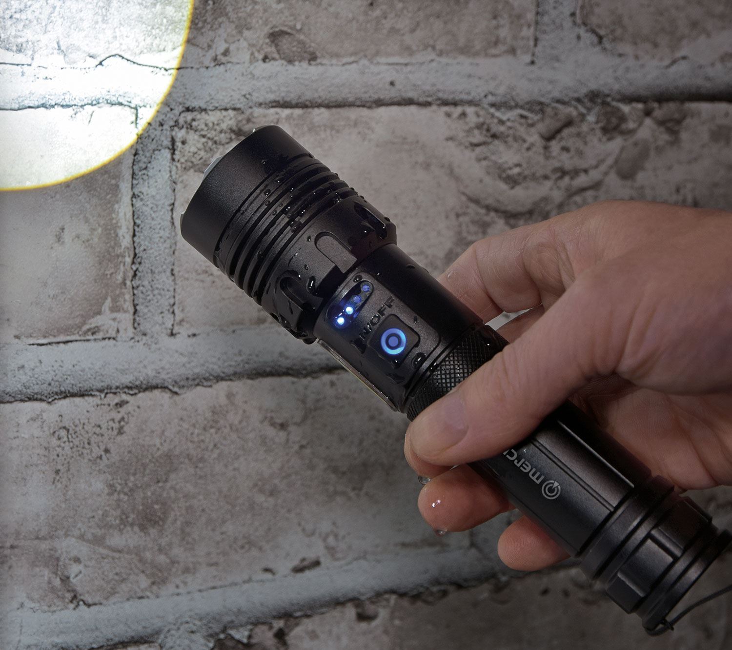 Mercury Mercury | Flashlight COB LED Rugged 7-Mode & Emergency Lamp with USB Rechargeable 5000mAh Powerbank, Telescopic Zoom, and Water-Resistant Metal Body – Ideal for Camping, Hiking, and Emergency Use