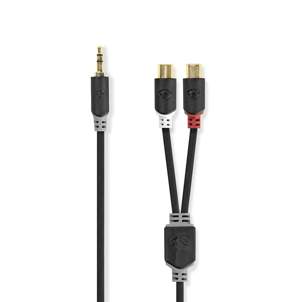 Nedis Stereo Audio Cable | 3.5 mm Male | 2x RCA Female | Gold Plated | 0.20 m | Round | Anthracite | Box