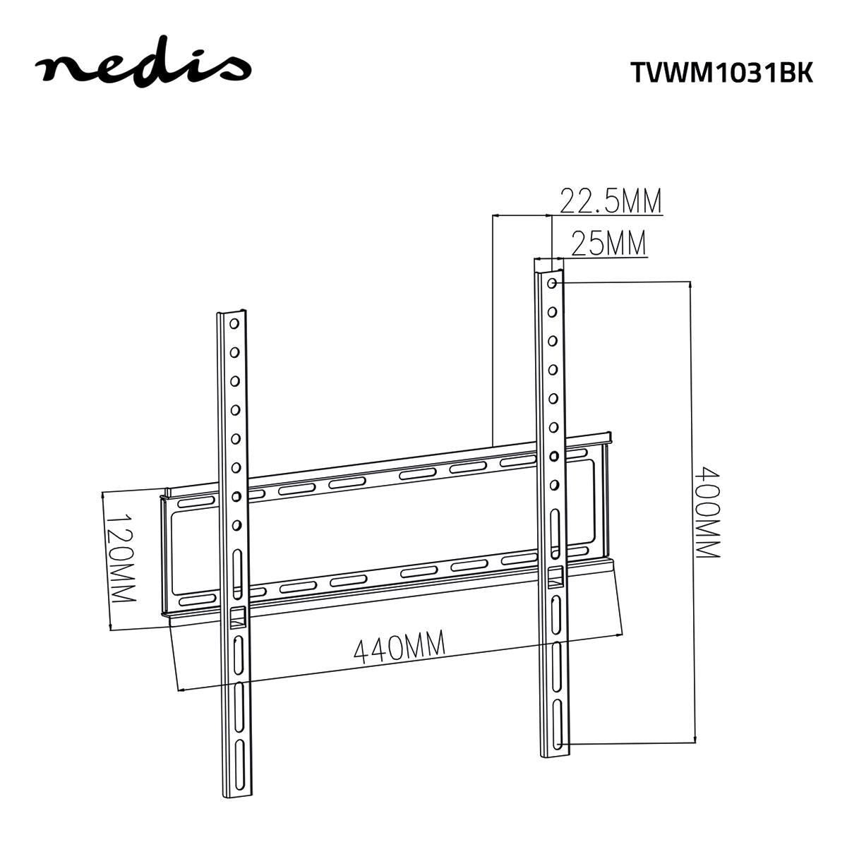 Nedis Fixed TV Wall Mount | 23 - 55 " | Maximum supported screen weight: 35 kg | Minimum wall distance: 23 mm | Steel | Black