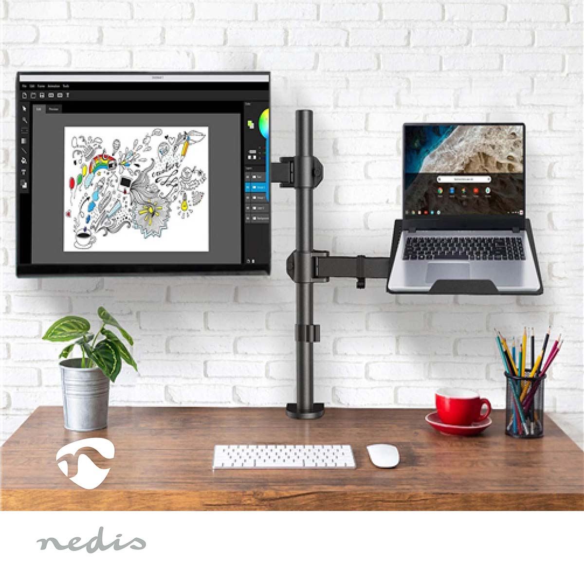 Nedis Desk Monitor Mount | Notebook | 1 Screen | 15 - 32 " | 75x75 / 100x100 | Interactive