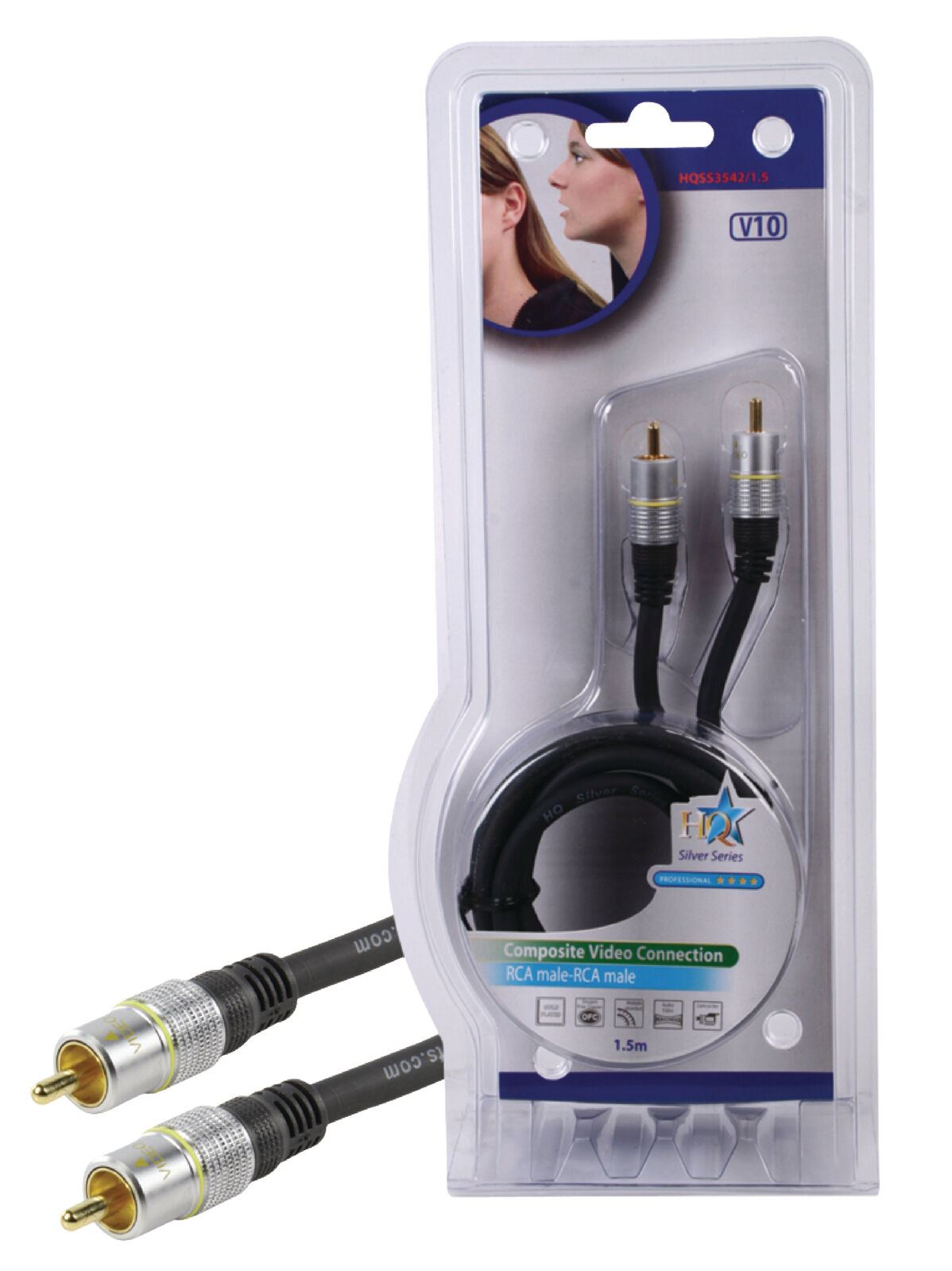 1.5m Composite Video Cable RCA Male to RCA Male - Dark Grey