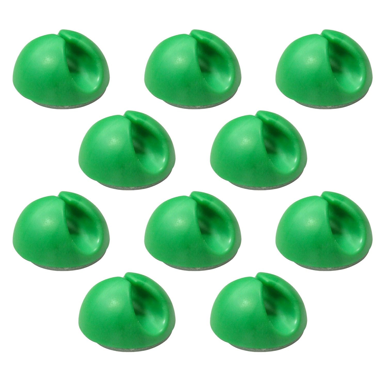 Ex-Pro 10 Pack Single Cable Desk Tidy Clips, Self Adhesive Cord Holder Clips for USB Power Wire PC Office Home, Green