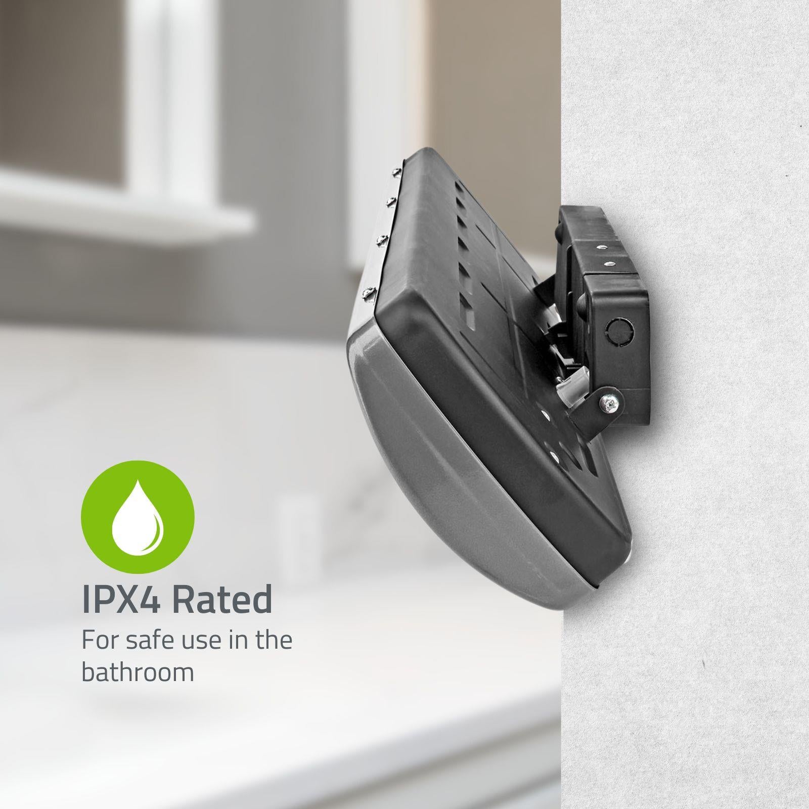 Nedis Bathroom Heater, Electric Wall-Mountable Radiant Heater with 2 Heat Settings (600/1200W), Tiltable Head, IPX4 Rated for Bathrooms - Grey