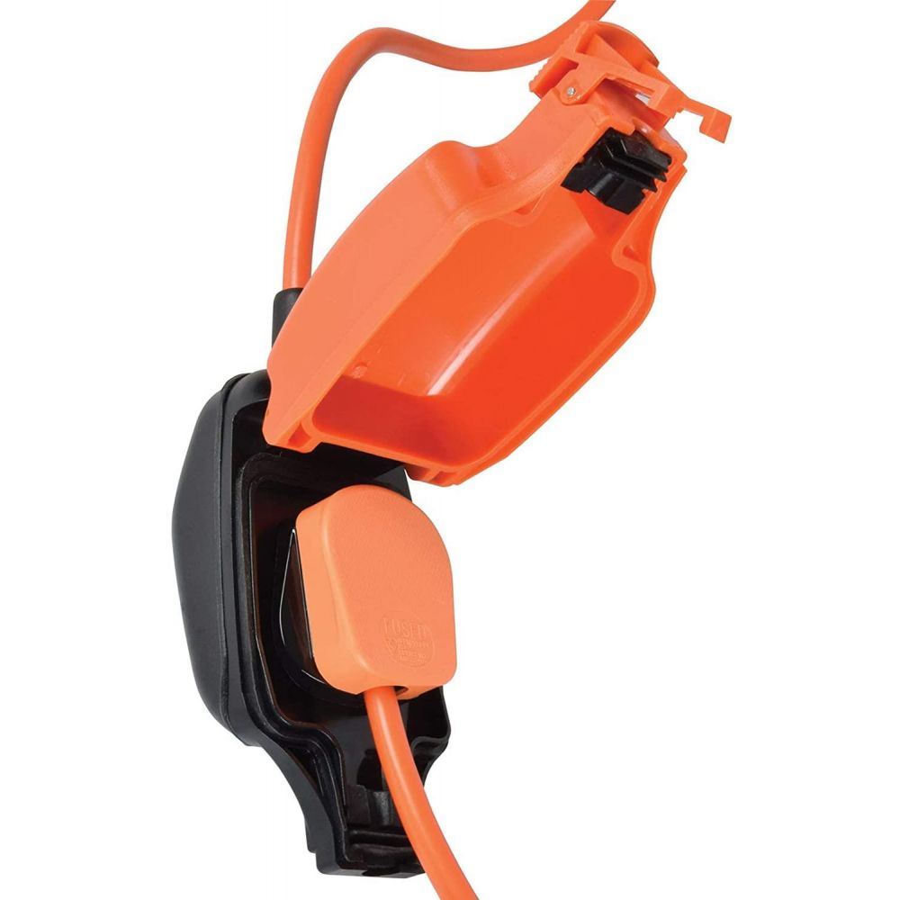1 Gang 2m Outdoor Garden Mains IP54 Weatherproof Mains Extension Lead Cable Plug - Orange