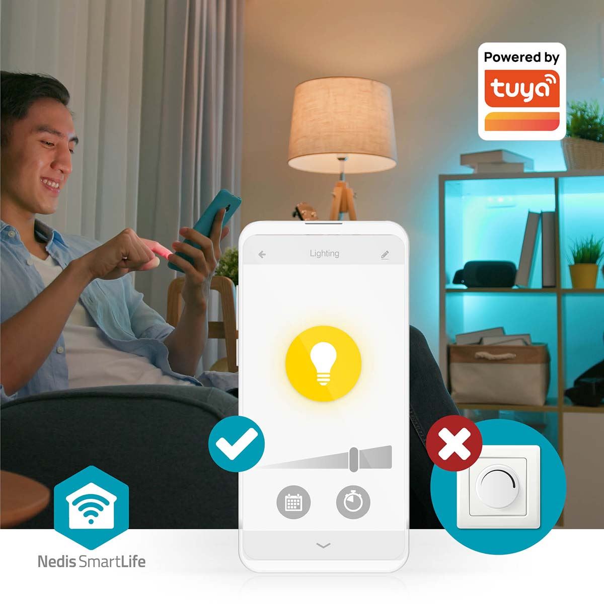 Nedis SmartLife LED Filament Bulb | E14 | 470 lm | 4.9 W | Warm White | 1800 - 3000 K | Glass | Android™ / IOS | Candle | 1 pcs