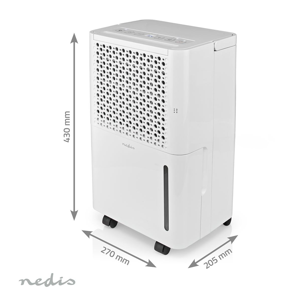 Nedis Dehumidifier 10L/Day, Automatic Dry Function, Laundry Mode, 100 m/h Airflow, White