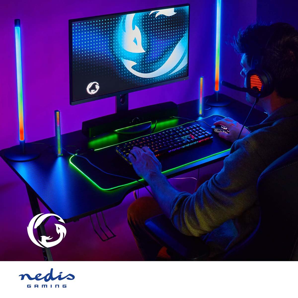 Nedis Gaming Speaker | Speaker channels: 2.0 | USB Powered | 3.5 mm Male | 30 W | LED | Volume control | Connection output: 1x 3.5 mm