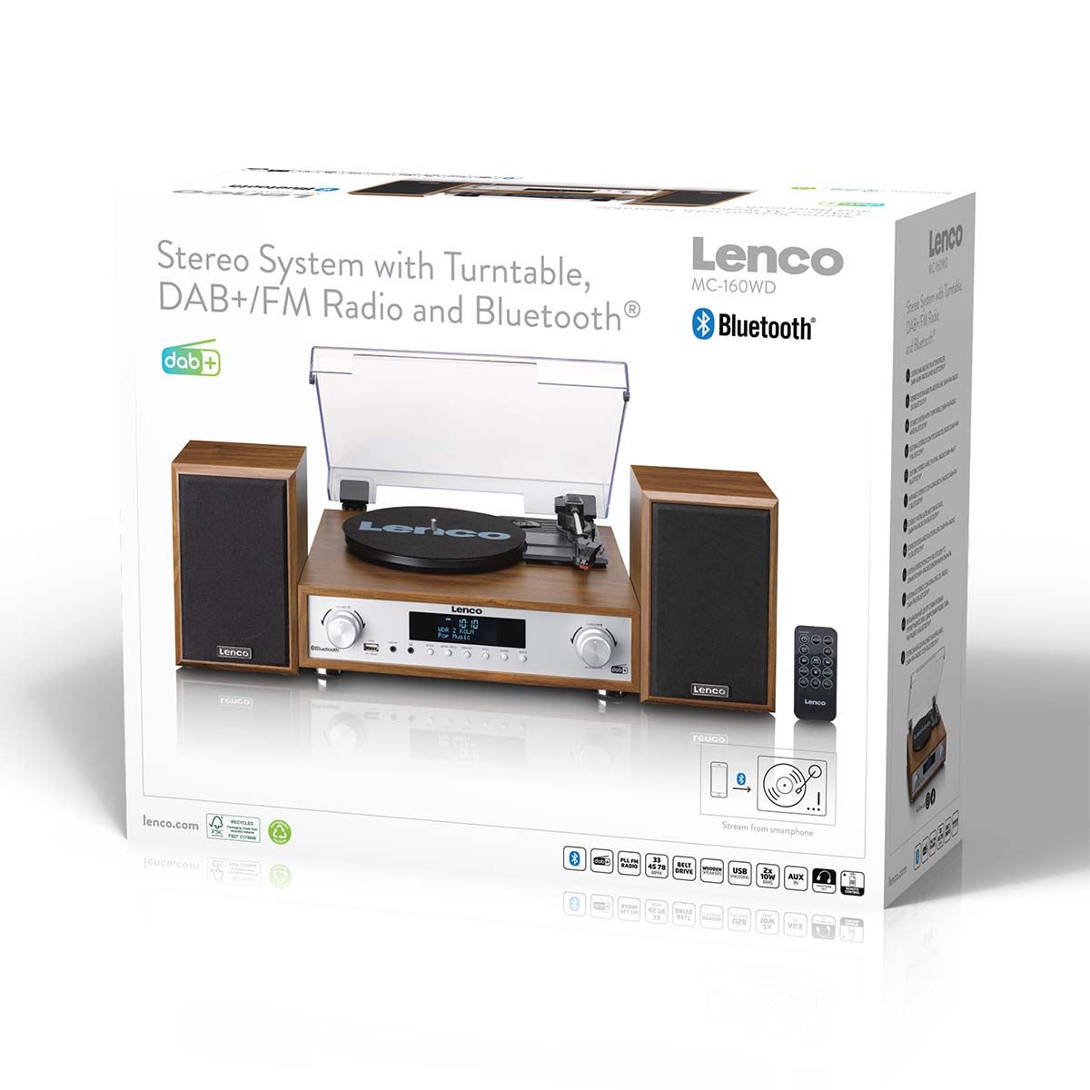 Lenco Complete HiFi Stereo System with Record Player | DAB+/FM Radio | Bluetooth® Speakers | Wood