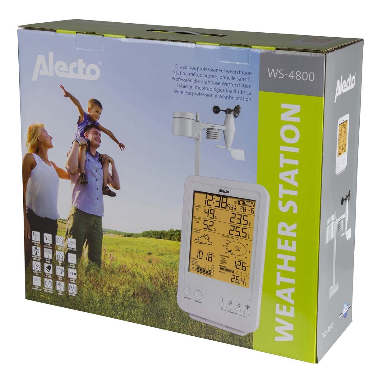 Alecto Weather Station Indoor and Outdoor Temperature, Forcast, Wind, Humidity, Rain & More with Outside Wireless sensor | White