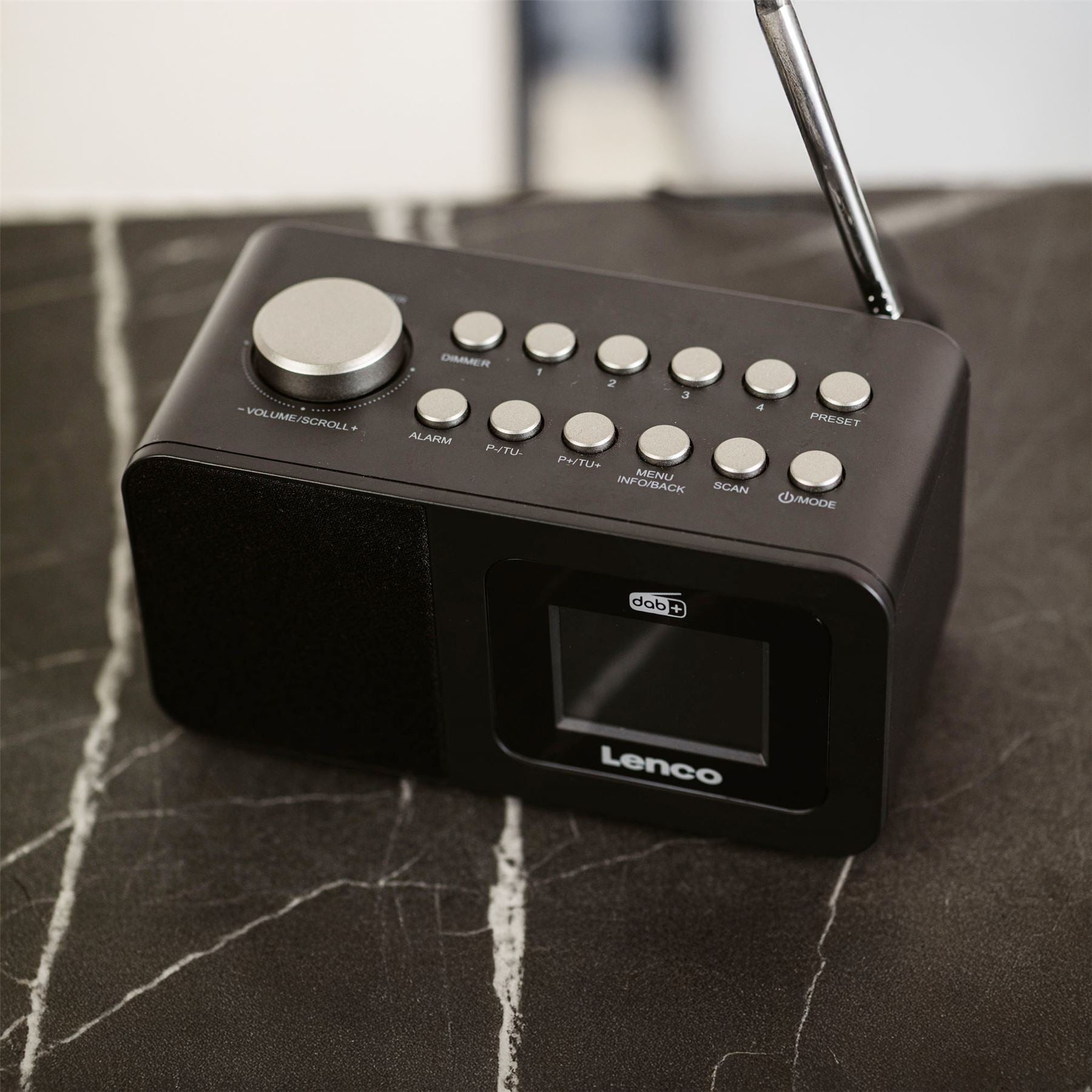 Lenco DAB+/FM Radio alarm clock with colour display, sleep timer, and dual alarm function Black