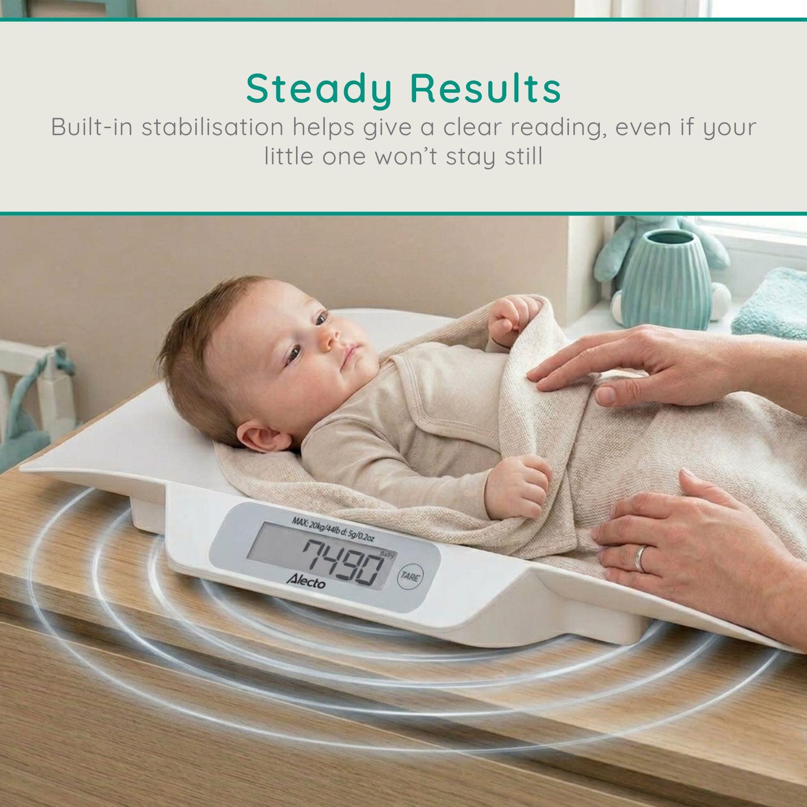 Alecto Baby Scale Digital Weight Scale Newborn 5 Gr Accurate Baby Scales - Baby Weighing Scales Max. 20 Kg - Baby Scale with Tare-Function - White