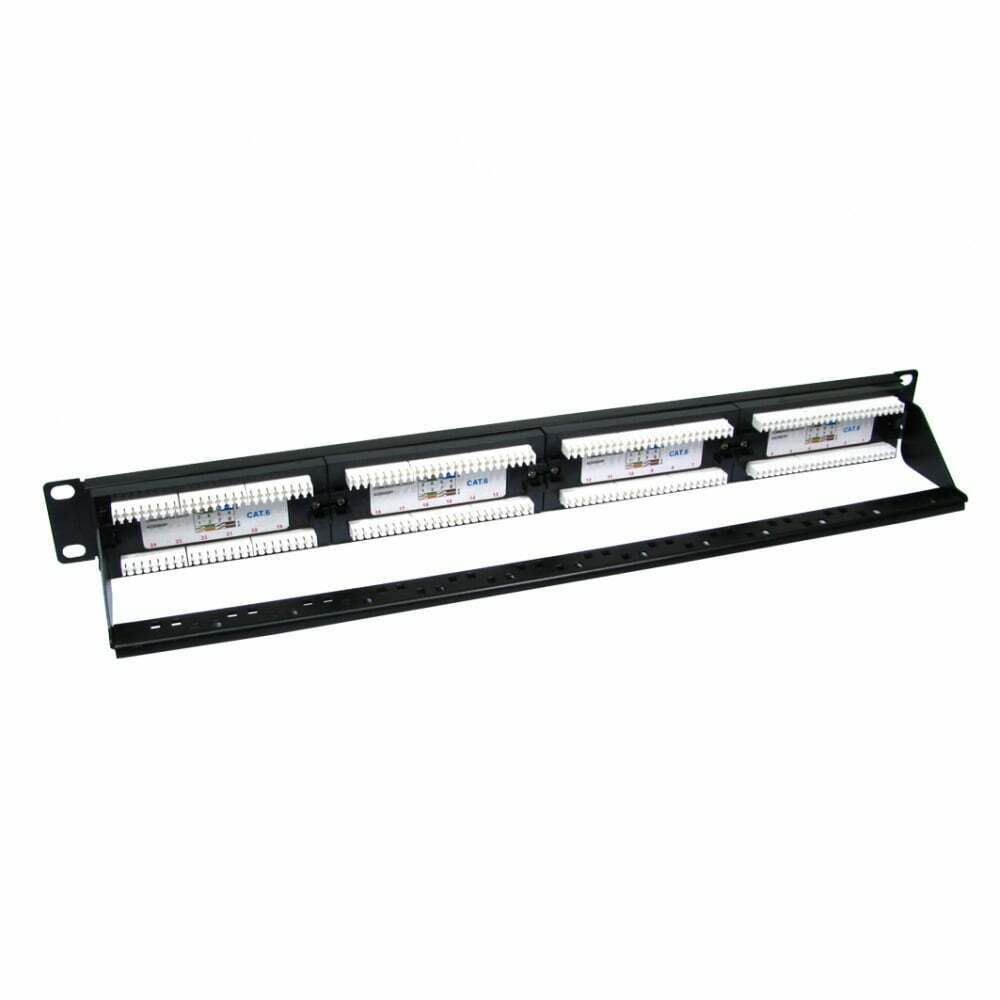 Ex-Pro 19 Inch CAT6 1U 24 Port RJ-45 Patch Panel. Unshielded. Black