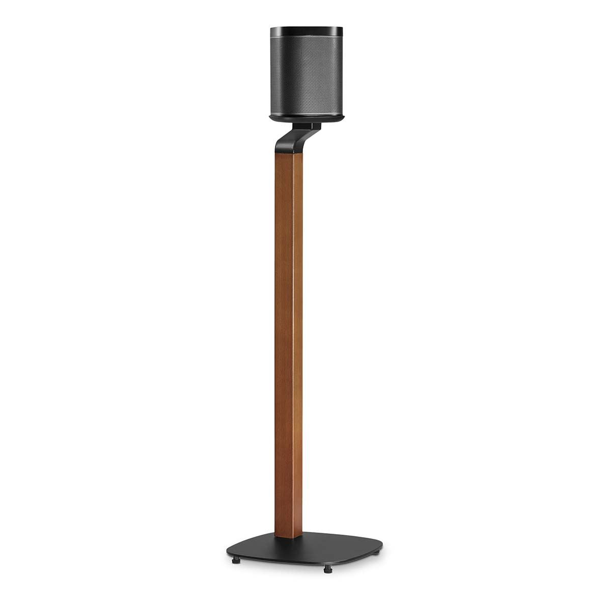 Nedis Speaker Mount Scandinavian Design, Floor Stand Compatible with Sonos One, One SL, Play:1, Sculpted Hardwood Column, Weighted Base for Stability, Powder-Coated Finish, Cable Management - Black