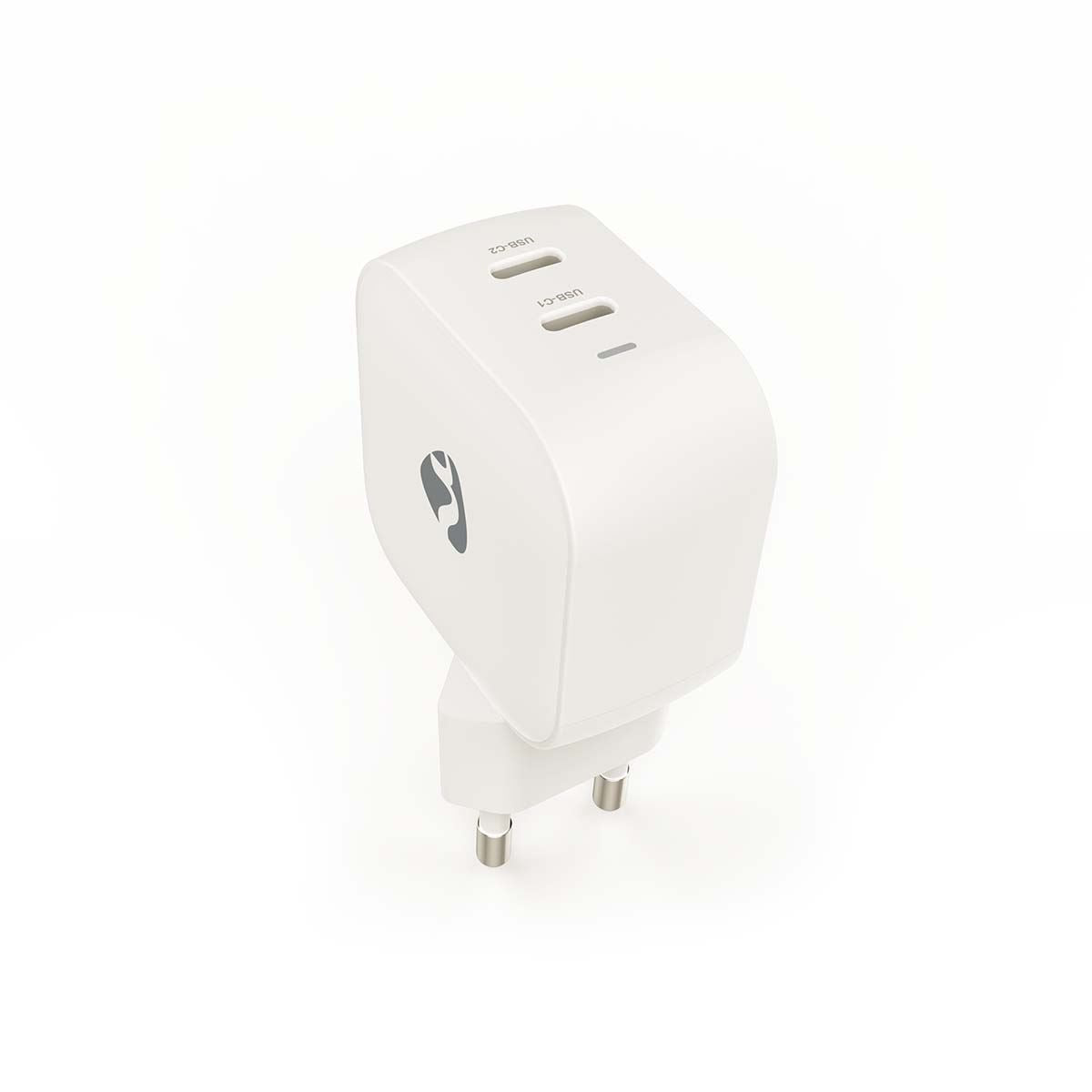 Nedis EU Euro Travel Wall Charger | 45 W | GaN | PD3.0 | Quick charge feature | 2.25 / 3.0 A | Number of outputs: 2 | 2x USB-C™ | Automatic Voltage Selection | White