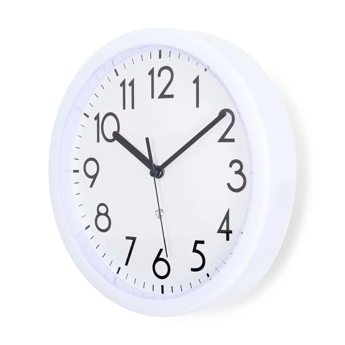 Nedis 22cm Wall Clock with Easy Read Numbers, Battery Powered -  White