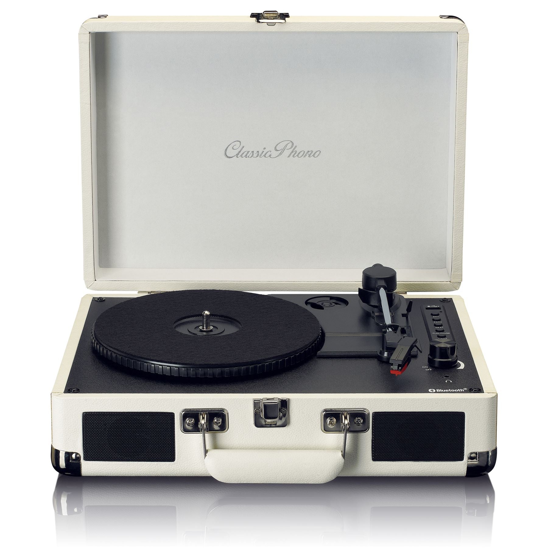 Lenco TT-115CR Retro Viynl Record Turntable with Built-in Speakers, Bluetooth, USB Play/Encode & Aux Output - Black