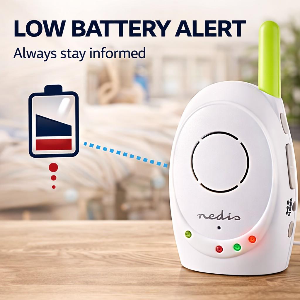Nedis Audio Baby Monitor - Wireless Baby Phones with Intercom and 300m Range - Set of 2 - Green/White