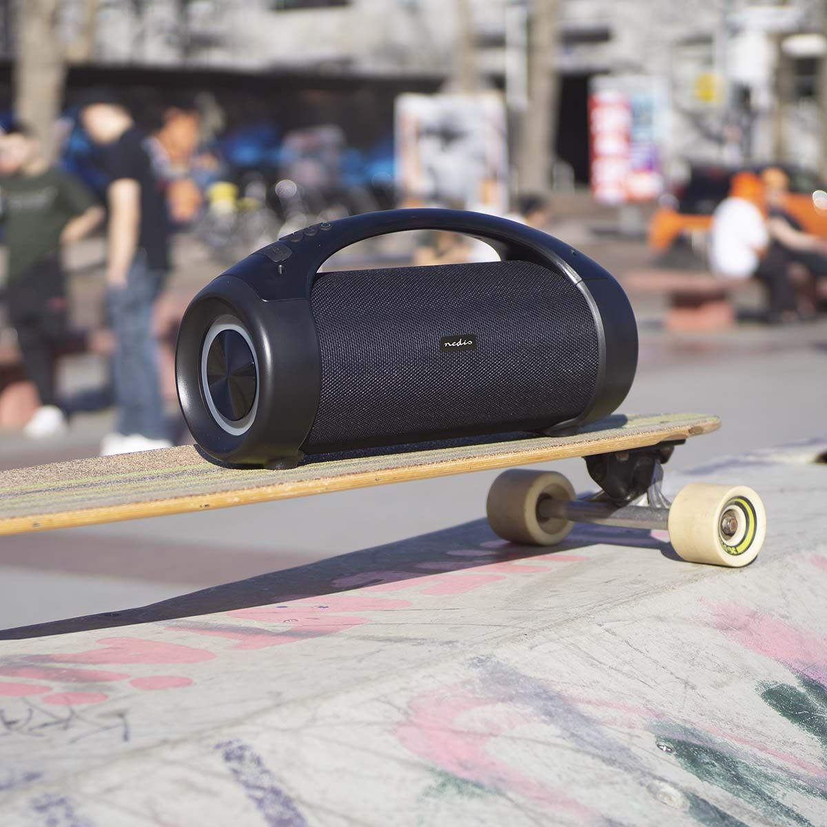 Nedis Bluetooth® Party Boombox | 6 hrs | 2.0 | 150 W | Media playback: AUX / USB | IPX5 | Linkable | Carrying handle | Party lights | Black