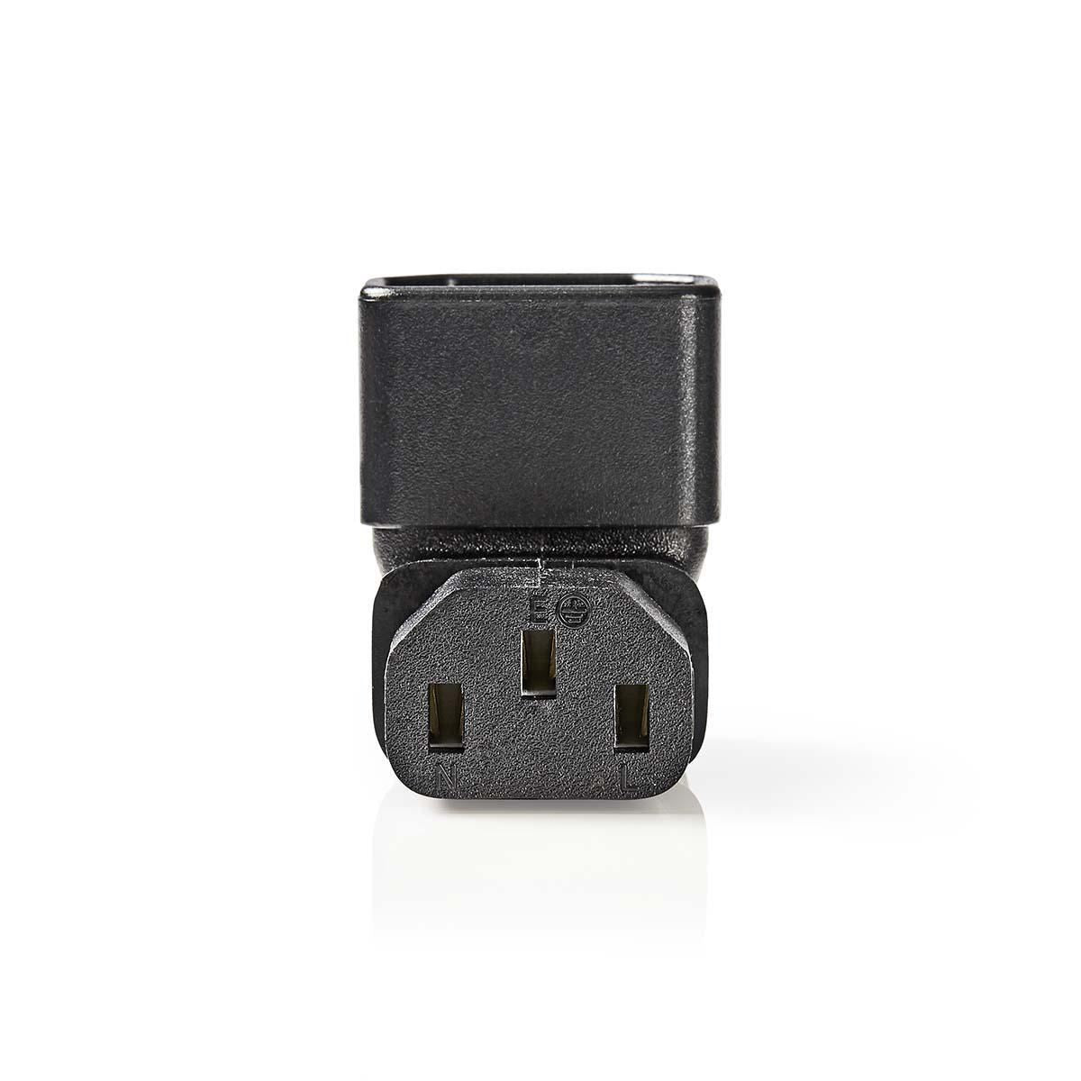 Nedis Extension Plug | IEC-320-C13 | IEC-320-C14 | Angled 90° | Nickel Plated | PVC | Black | Box | 1 pcs