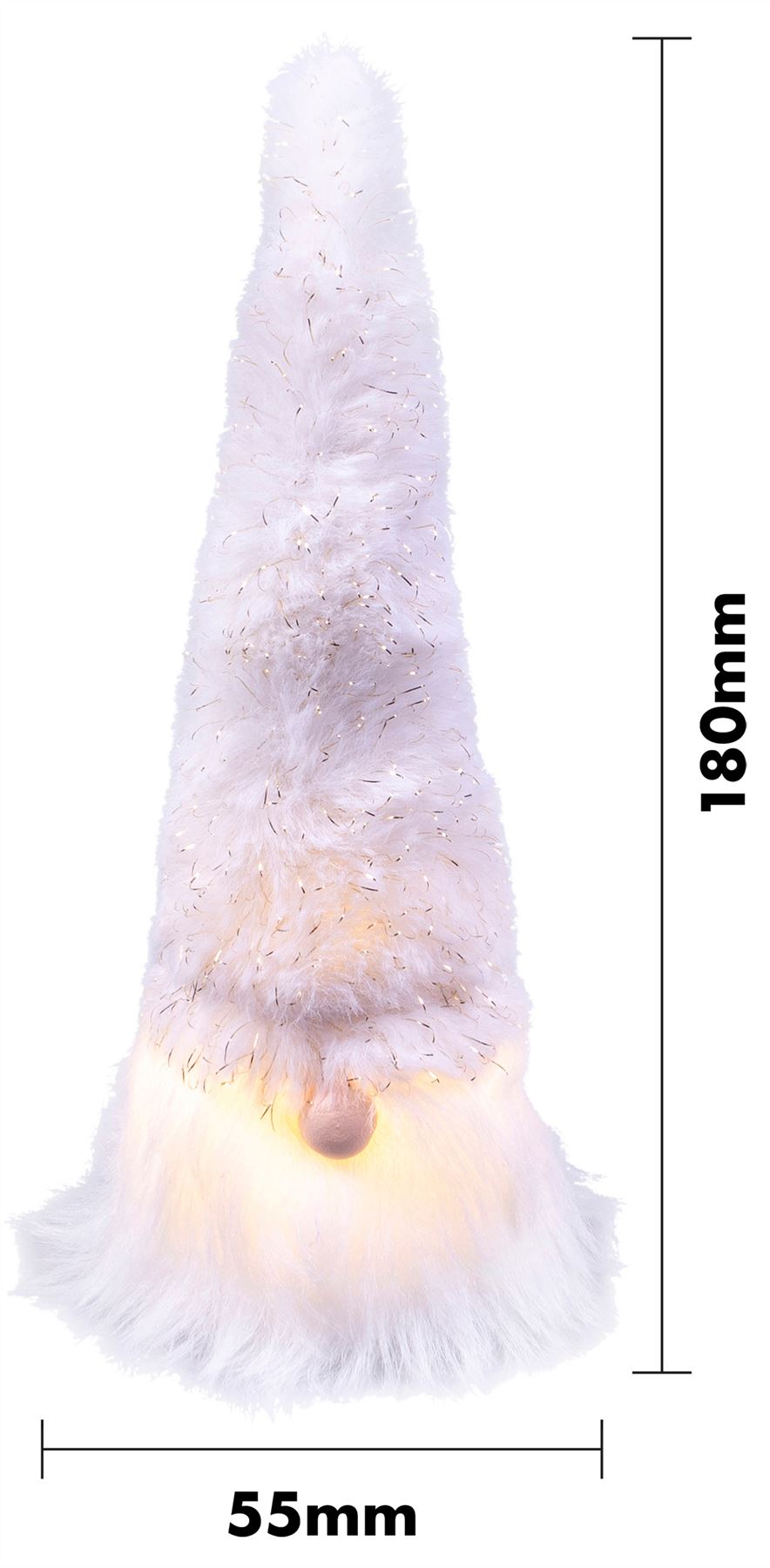 Christmas Light Up Gonk Nordic Style Xmas Decoration with LED Face - Lucas 190x80x80mm