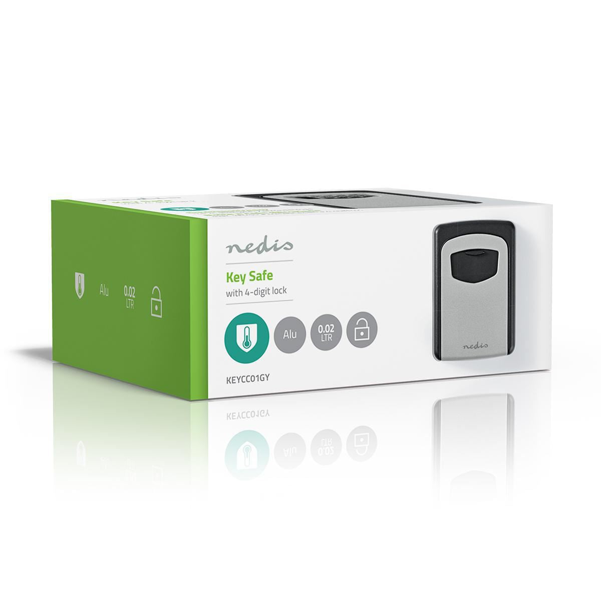 Nedis Wall Mount Key Safe Entry Safe Combination Dial Lock for Indoor and Outdoor use Black / Grey