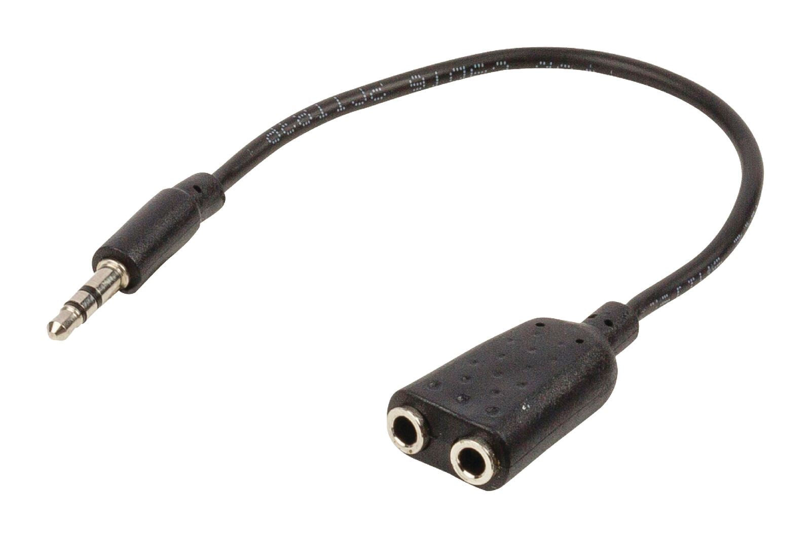 Nedis Stereo Aux / Headphone Audio Cable Spliiter| 3.5 mm Male | 2x 3.5 mm Female | Nickel Plated | 0.20 m | Round | Black