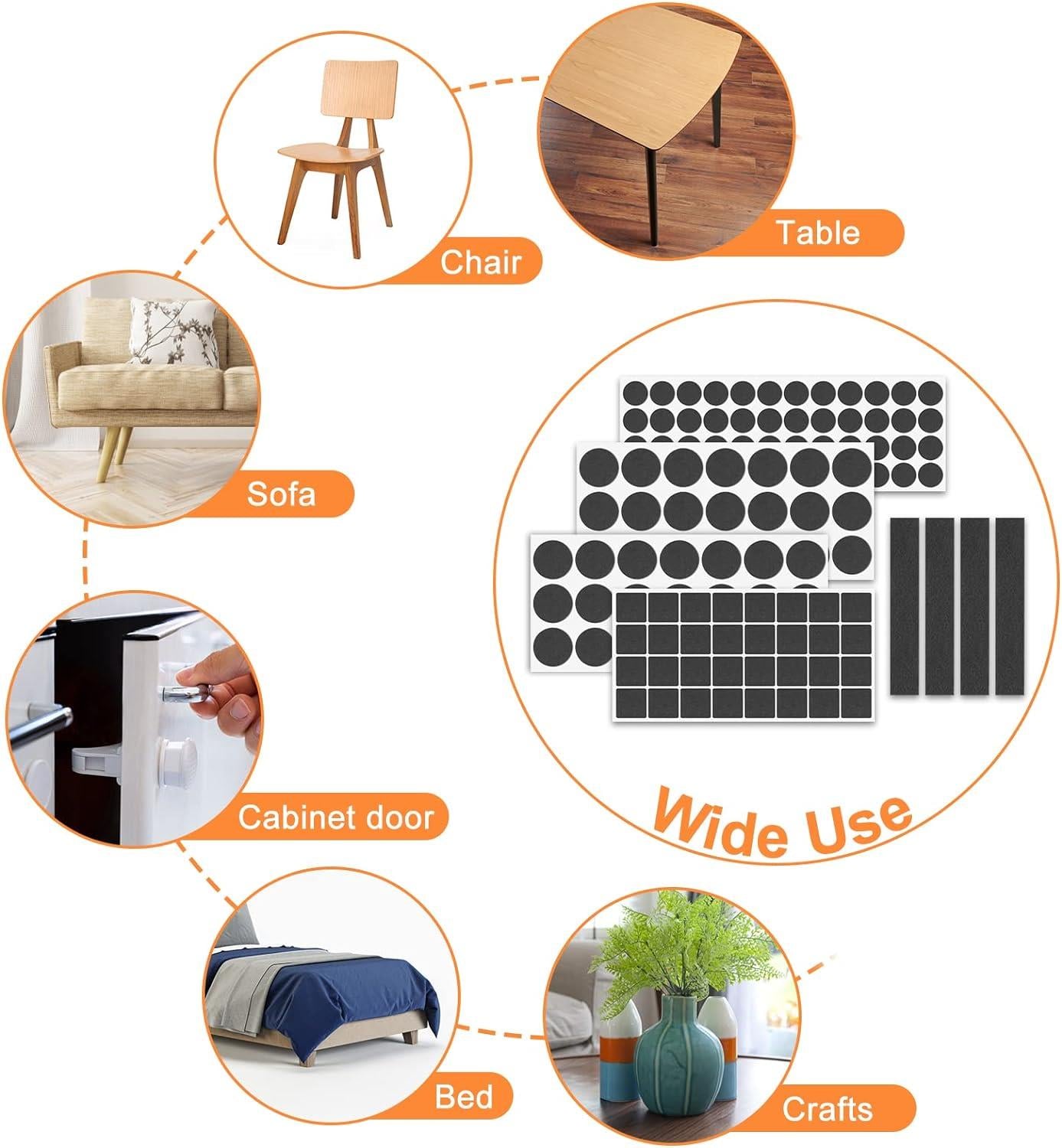 12mm 40 Pack Felt Pads Self Adhesive Grey Sticky Furniture Floor Chair Legs Protectors