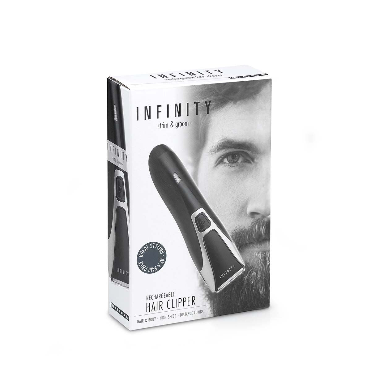 MELISSA Hair Clippers for Men, Cordless Rechargeable Hair Trimmer Beard Trimmer for Men with Scissors & 2 Distance Combs 3W - Black