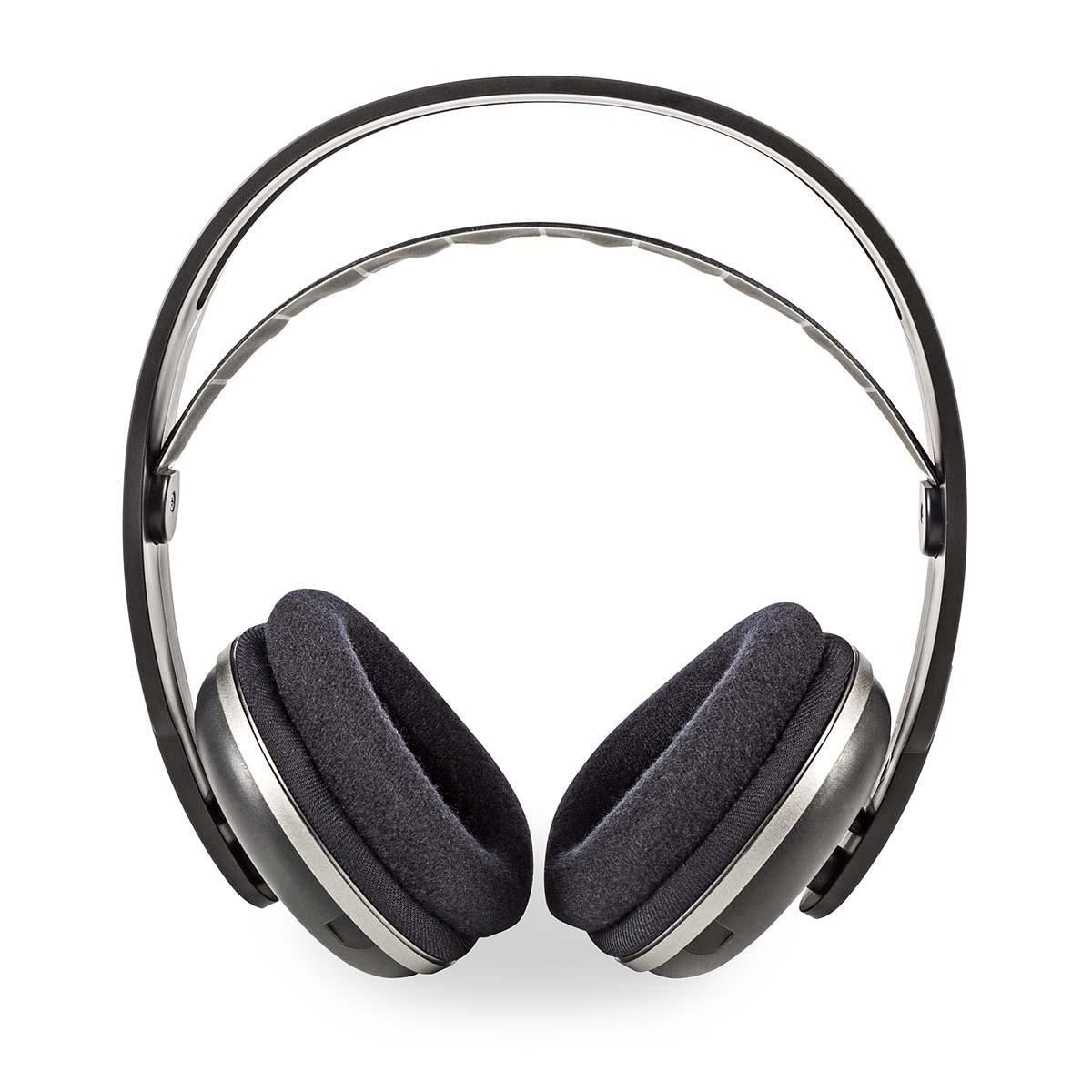 Nedis Wireless TV Headphones | RF, frequency 868 Mhz | Over-Ear | Maximum battery play time: 11 hrs | 100 m | Digital Audio | Charging dock | Black / Silver