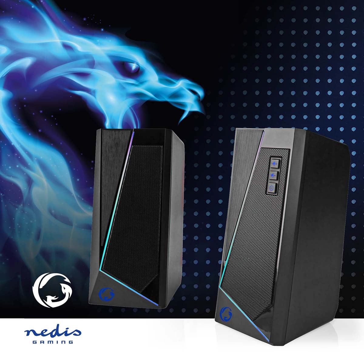 Nedis Gaming Speaker | Speaker channels: 2.0 | USB Powered | 3.5 mm Male | 18 W | LED | Volume control