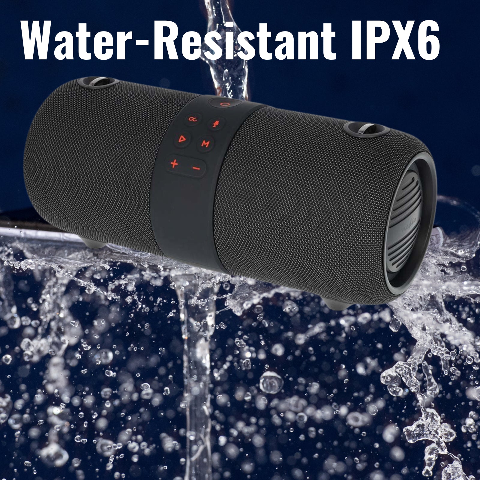 Nedis Bluetooth Speaker, 40W Portable Wireless Stereo with Built-In Mic, RGB LED Lights, IPX6 Water Resistant, TWS Pairing, USB-C Charging, Up to 6.5H Playtime - Black