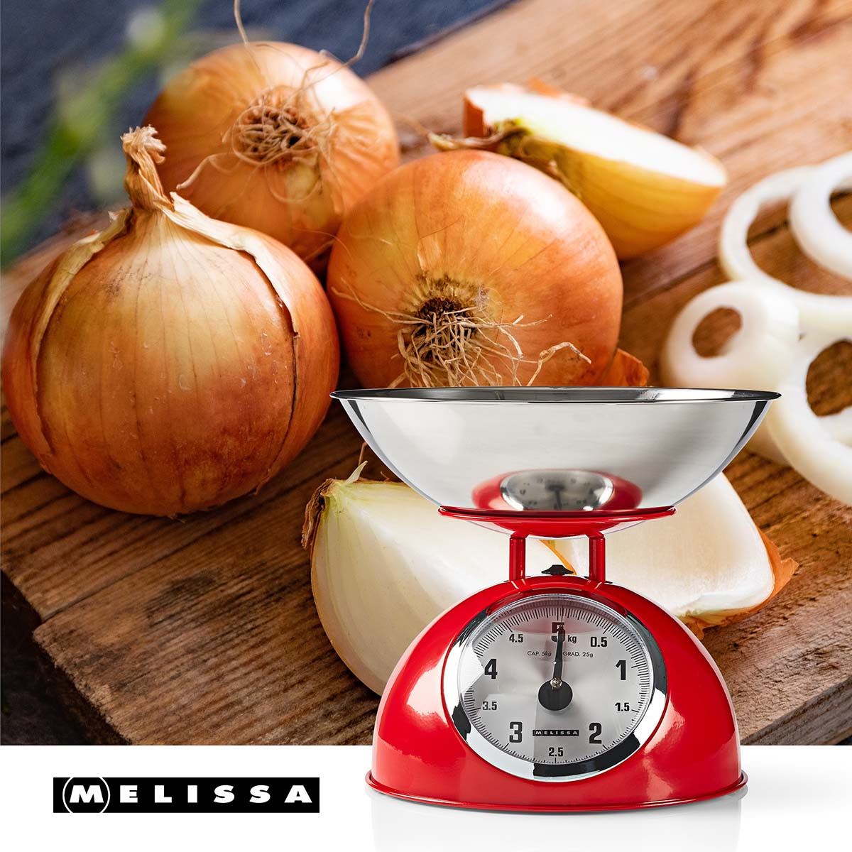 MELISSA Retro Traditional Vintage Metal Mechanical Weight Baking 5kg Kitchen Scale Red