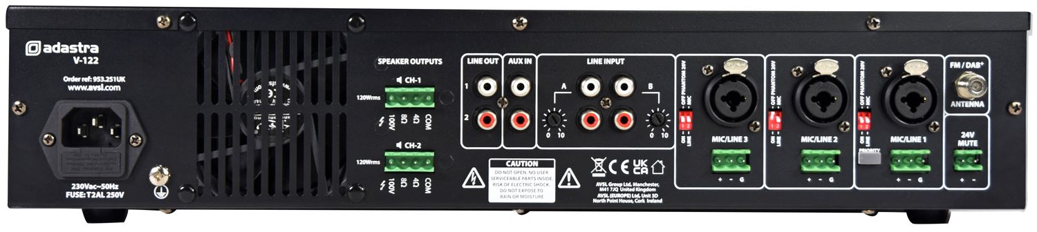 Adastra V-122 Mixer-Amplifier 100V 240W with DAB+/FM/USB/SD/BT