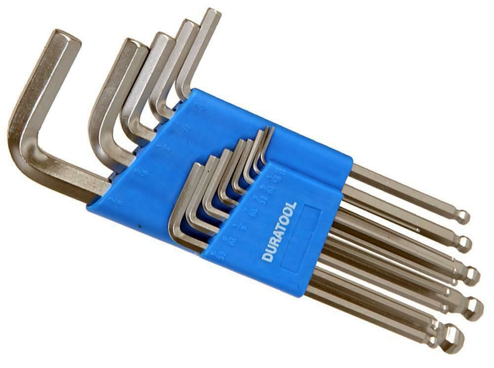 13pcs Ball-End Imperial Hex Allen Key Set, Long Arm Heavy Duty Chrome Vanadium Steel