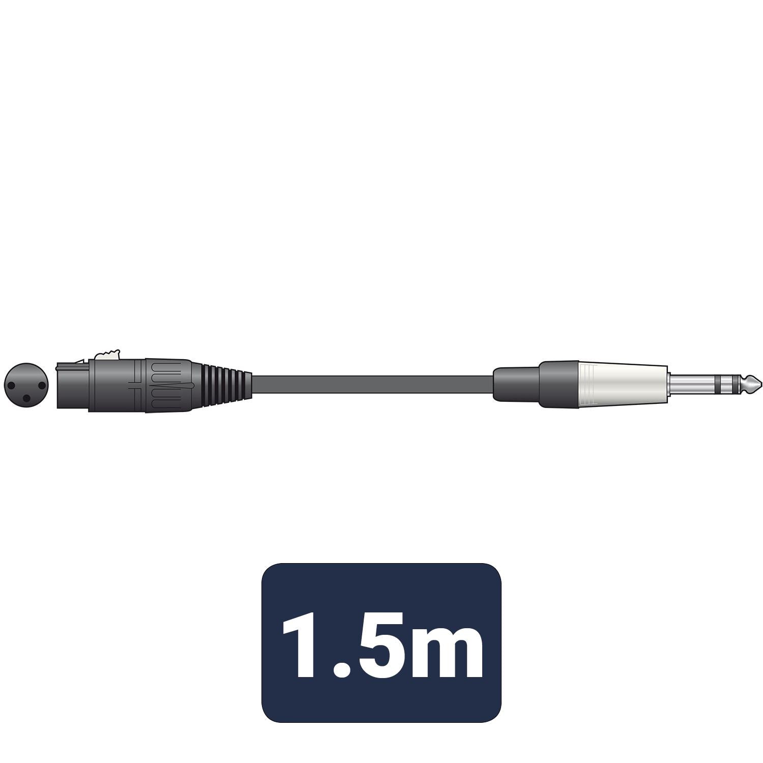Citronic 1.5m Classic Audio Leads XLR Female - 6.3mm TRS Jack Plug